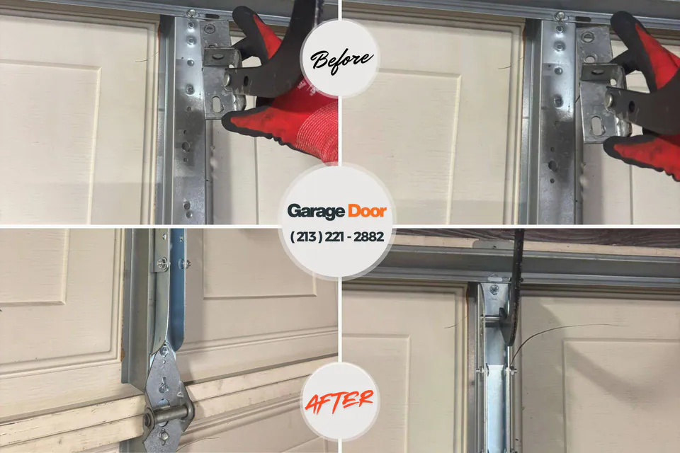 Before and after: garage door repair Prairie du Sac, WI